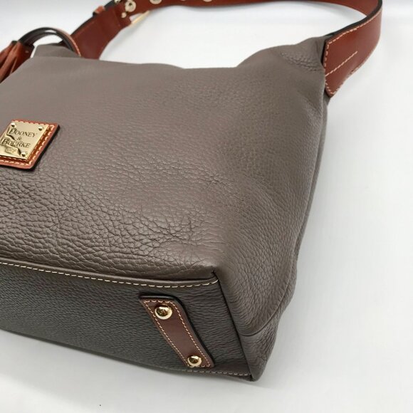 Dooney & Bourke Gray Pebbled Grain Leather Paige Sac Shoulder Bag - Picture 6 of 11
